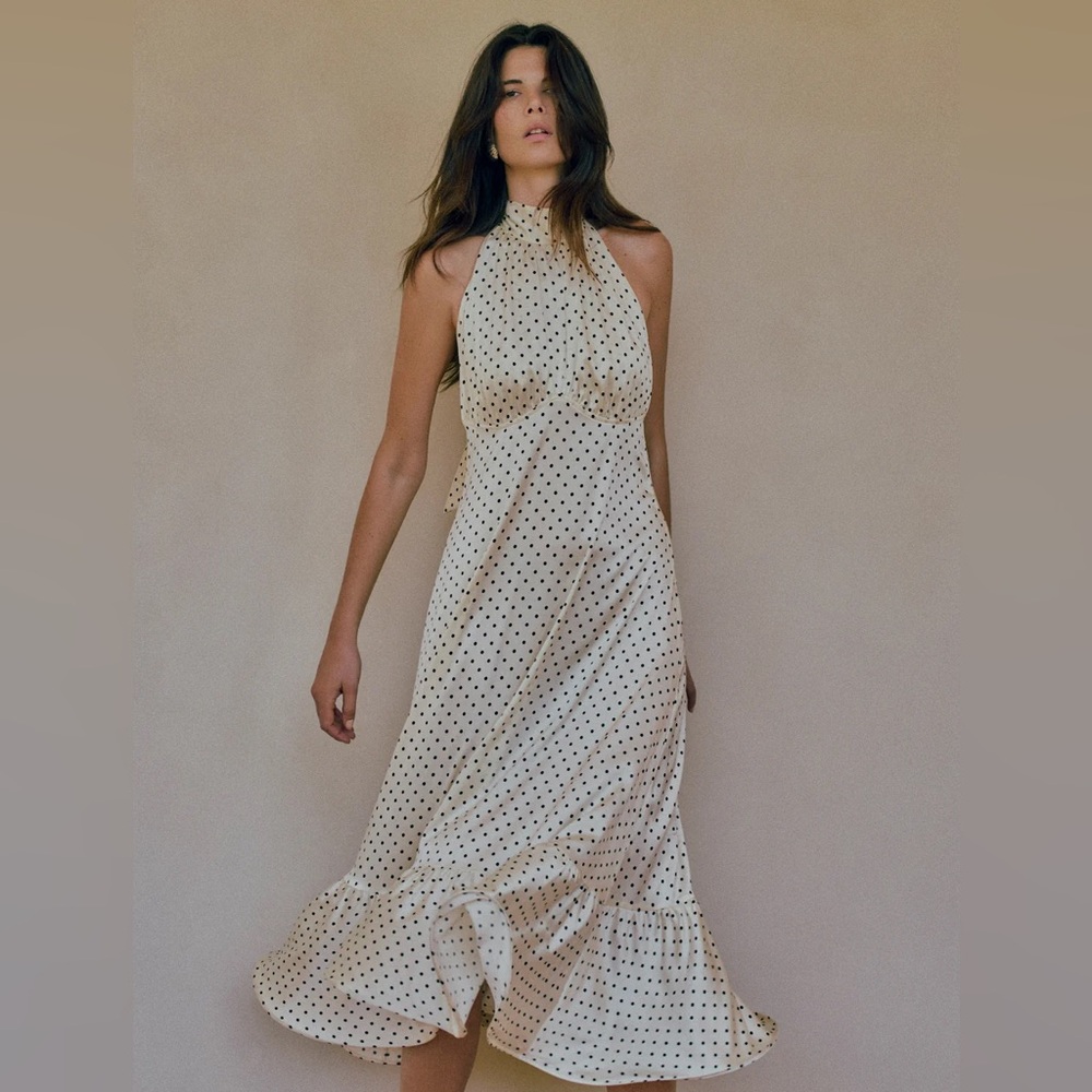 SAME Halter Flounce Midi Dress
